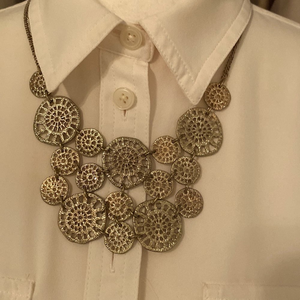 Chicos gold tone statement necklace